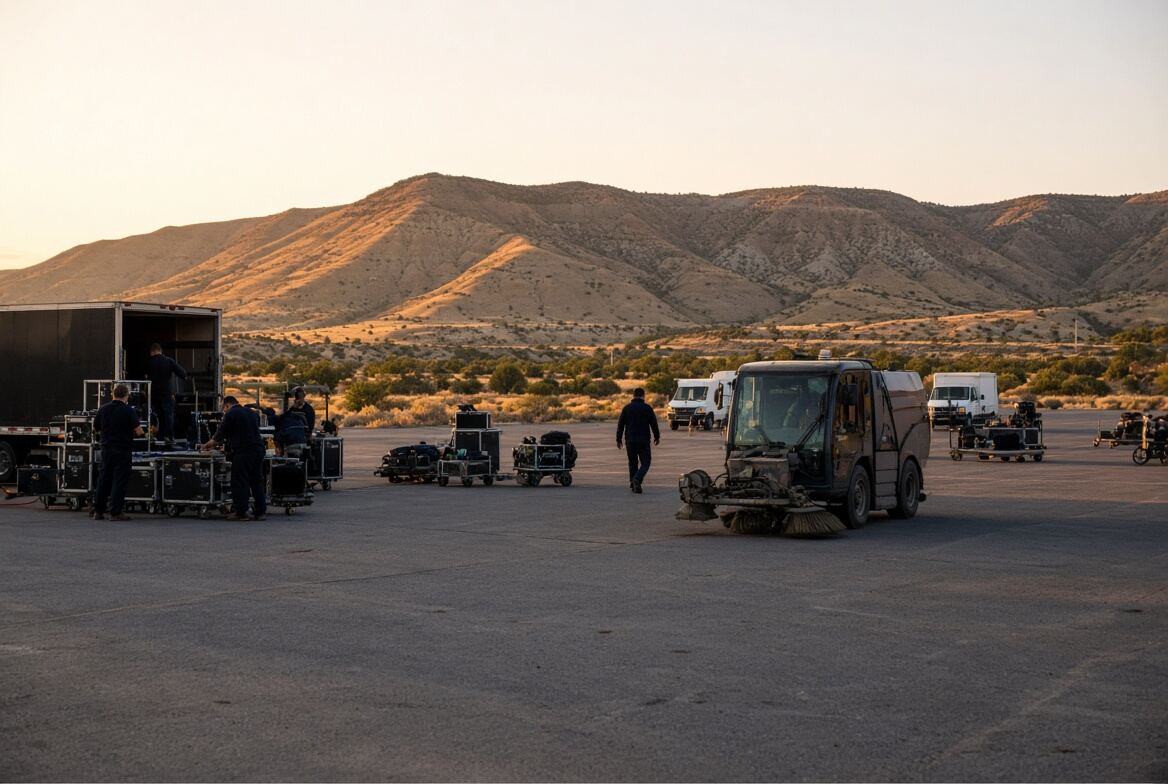 Sweeping and wrap-out work on a New Mexico production site